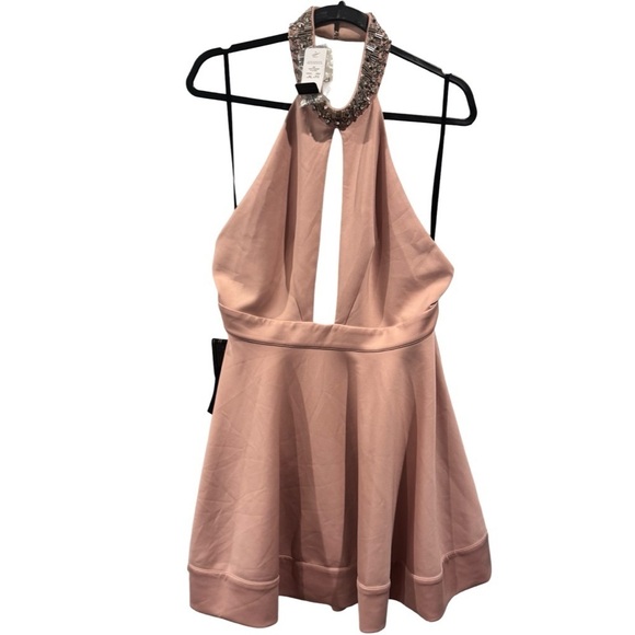 Bebe Embellished Neckline  Halter Pink Dress XL NWT - Picture 2 of 13